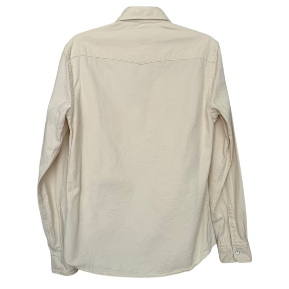 Reiss Bairstow Western Twin Pocket Overshirt Size Small Cream Snap Button Cotton - Picture 3 of 7